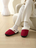 Horn Buckle Furry Texture Flat Slippers - Trendsi - Flyclothing LLC