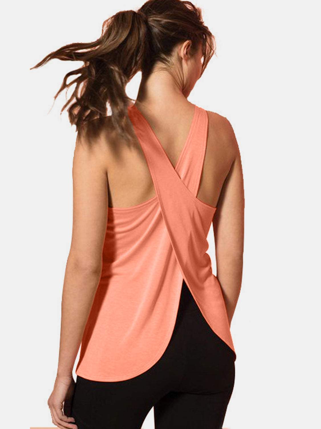 Crisscross Scoop Neck Active Tank - Trendsi - Flyclothing LLC