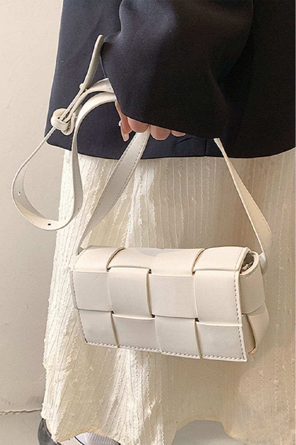 Zenana Vegan Leather Woven Crossbody Bag - Trendsi - Flyclothing LLC