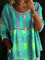 Full Size Hollow Out Round Neck Top Plus Size - Trendsi - Flyclothing LLC