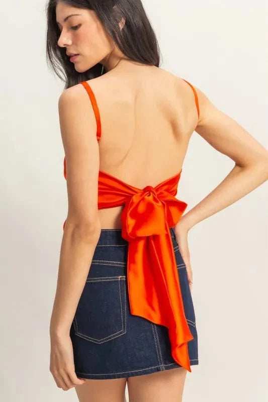 HYFVE Satin Back Tie Detail Cami - Trendsi - Flyclothing LLC
