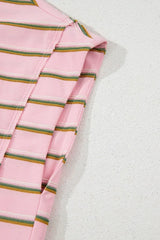 Stripe Wide Short Sleeve Tee and Short Set - Trendsi - Flyclothing LLC