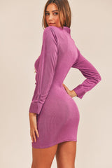 MABLE Front Ruched Button-Down Skinny Mini Shirt Dress - Trendsi