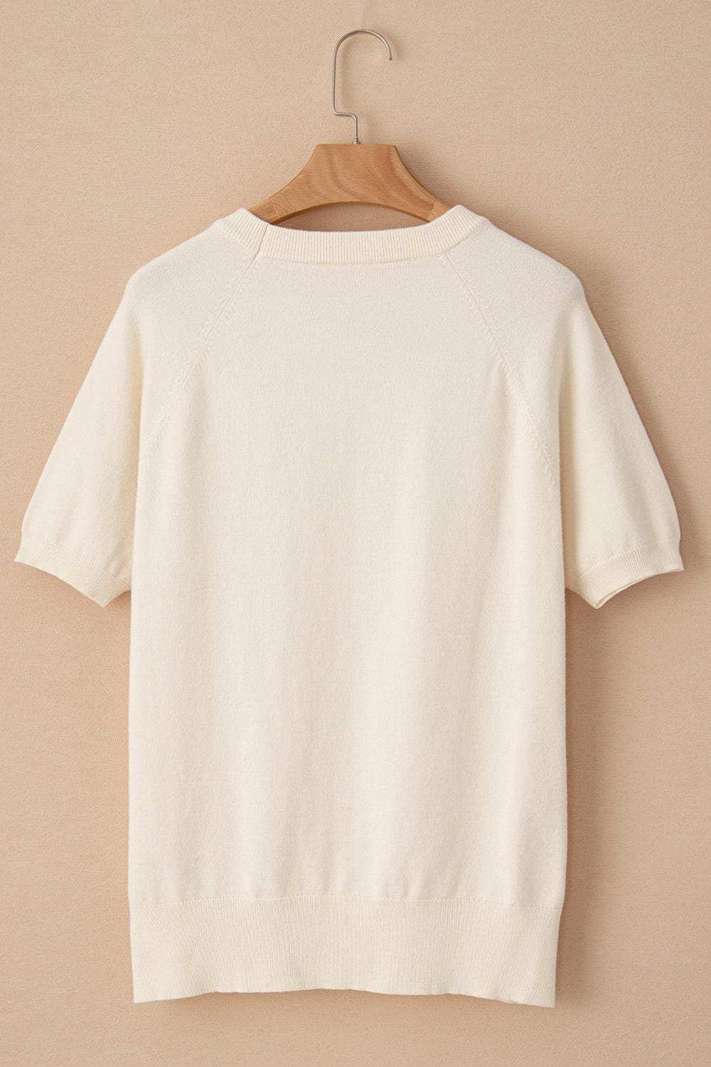 Daisy Round Neck Short Sleeve Knit Top - Trendsi - Flyclothing LLC