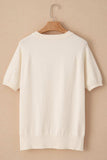 Daisy Round Neck Short Sleeve Knit Top - Trendsi - Flyclothing LLC