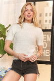 ADORA Fuzzy Mock Neck Short Sleeve Sweater - Trendsi - Flyclothing LLC