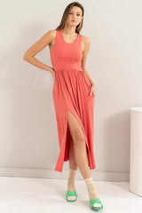 HYFVE Sleeveless Slit Midi Dress - Trendsi - Flyclothing LLC