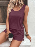 Casual Wide Strap Tank Top and Shorts Set - Trendsi - Flyclothing LLC