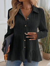 Striped Button-Down Tiered Shirt - Trendsi - Flyclothing LLC