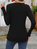 Decorative Button Round Neck Long Sleeve T-Shirt - Trendsi - Flyclothing LLC