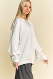 Davi & Dani Round Neck Raglan Sleeve Sweatshirt - Trendsi