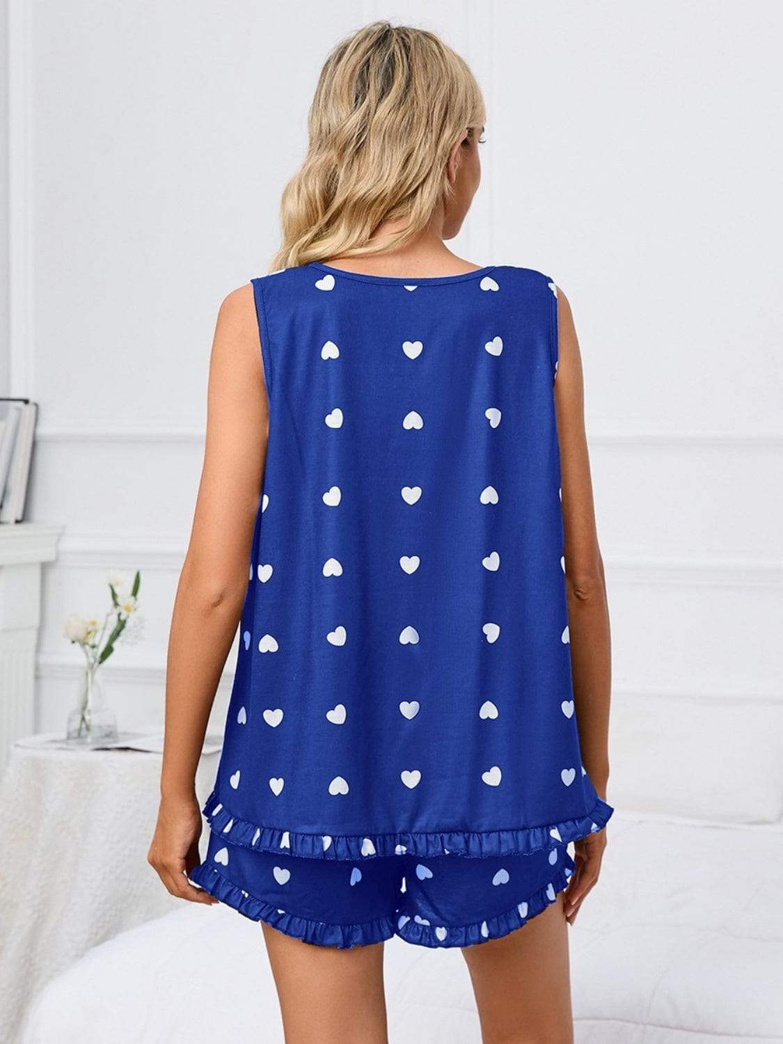 Heart Scoop Neck Tank and Shorts Lounge Set - Trendsi - Flyclothing LLC