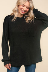 Haptics Mock Neck Side Slit Knit Top - Trendsi