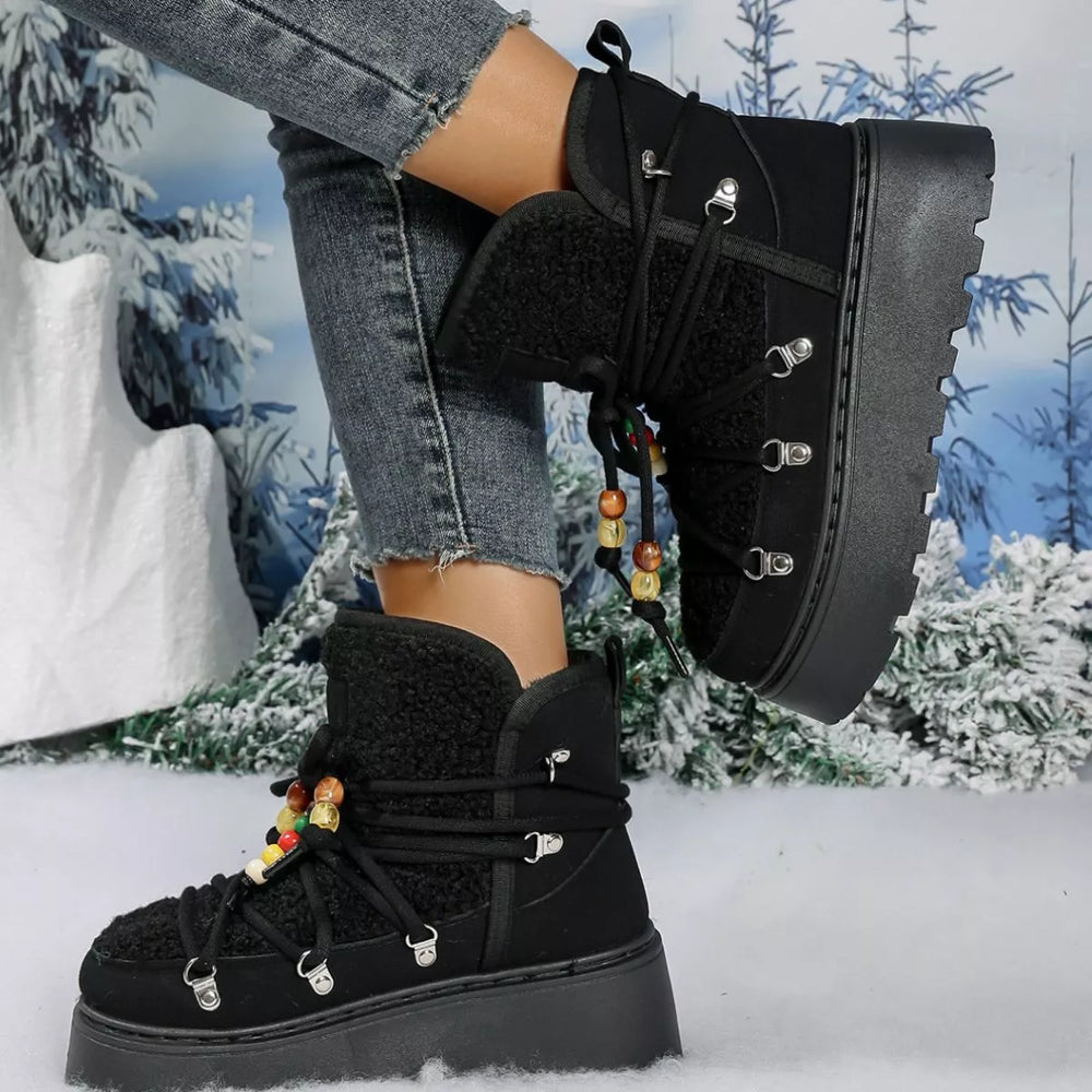 Lace-Up Platform Winter Boots - Trendsi - Flyclothing LLC