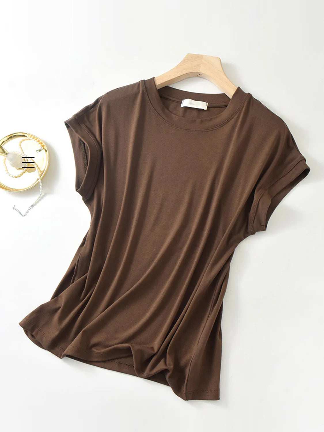 Round Neck Short Sleeve T-Shirt - Trendsi - Flyclothing LLC