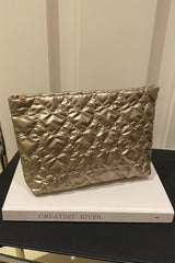 Ruched Heart Clutch with Zipper - Trendsi