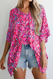 Abstract Print V Neck Half Sleeve Loose Fit Blouse - Trendsi - Flyclothing LLC