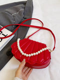 Shell-Shaped Pearl Decor Crossbody Bag - Trendsi - Flyclothing LLC