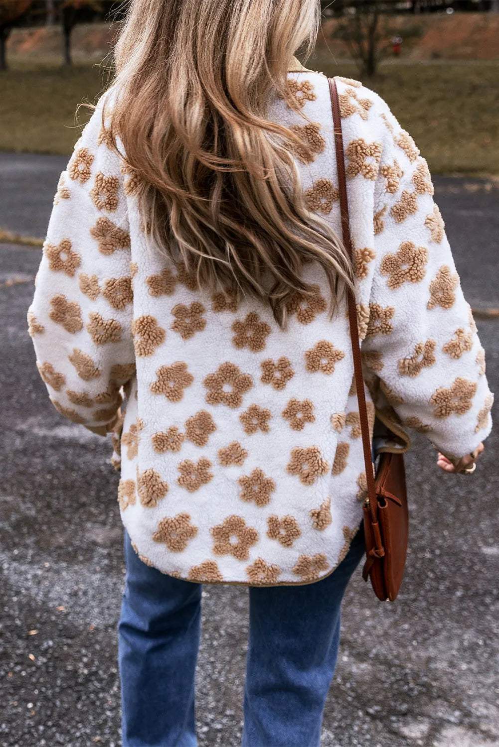 Flower Button Up Long Sleeve Jacket - Trendsi - Flyclothing LLC