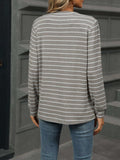 Striped Henley T-Shirt with Button Detail - Trendsi - Flyclothing LLC