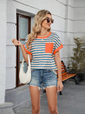 Striped Round Neck Short Sleeve T-Shirt - Trendsi