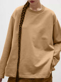 Round Neck Dropped Shoulder Long Sleeve T-Shirt - Trendsi - Flyclothing LLC