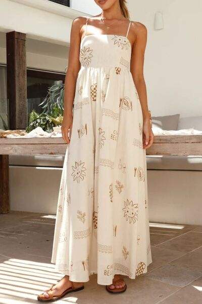 Printed Square Neck Maxi Cami Dress - Trendsi - Flyclothing LLC