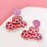 Cowboy Hat Dangle Earrings with Heart Accents - Trendsi - Flyclothing LLC