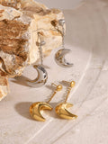 Stainless Steel Moon Dangle Earrings - Trendsi