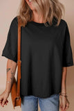 Loose Half Sleeve Hi Low Hem T Shirt - Trendsi - Flyclothing LLC