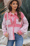Plaid Button Up Long Sleeve Jacket - Trendsi - Flyclothing LLC