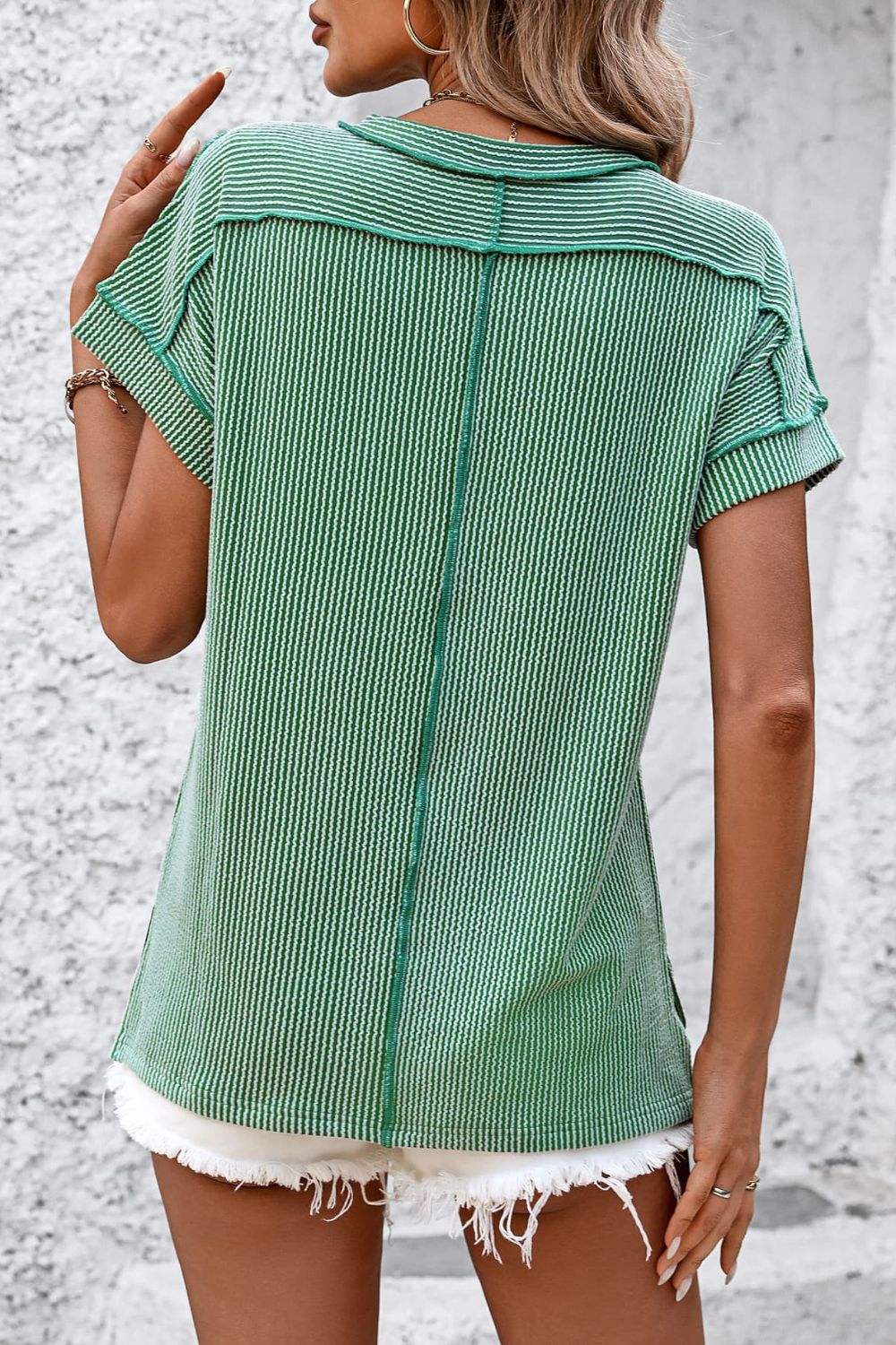 Striped Round Neck Short Sleeve T-Shirt - Trendsi - Flyclothing LLC