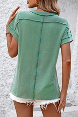 Striped Round Neck Short Sleeve T-Shirt - Trendsi - Flyclothing LLC