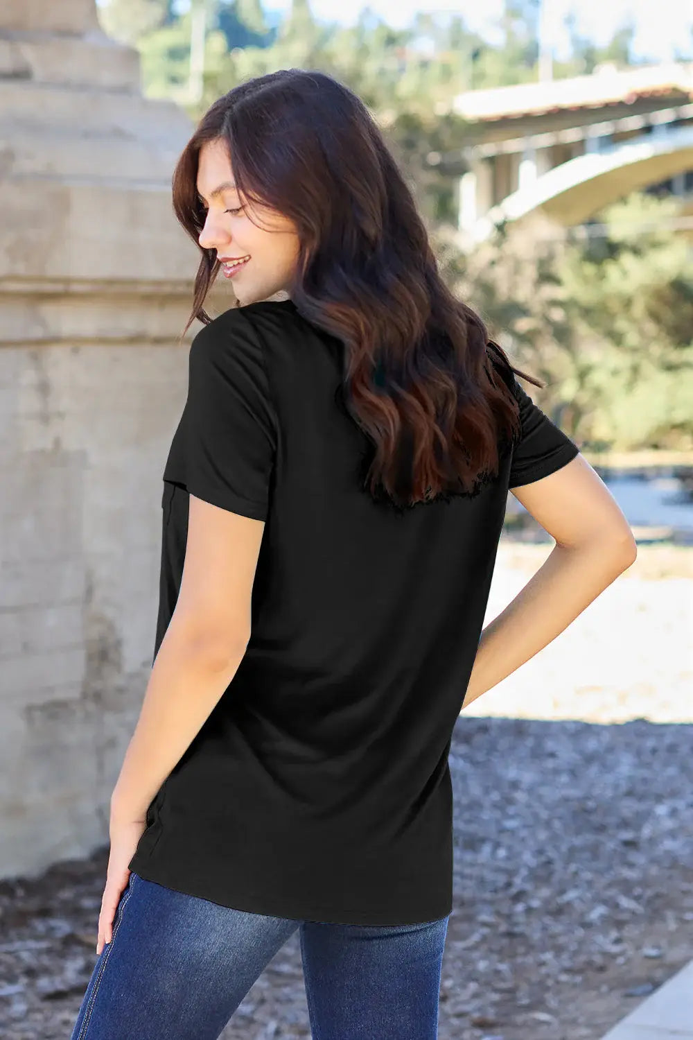 Basic Bae Bamboo Full Size V-Neck Short Sleeve T-Shirt - ShopBasicbae - Flyclothing LLC