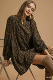 Umgee Leopard Print Long Sleeve Swing Dress - Trendsi - Flyclothing LLC