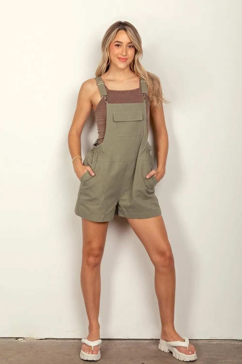 VERY J Adjustable Suspender Overalls with Pockets - Trendsi - Flyclothing LLC
