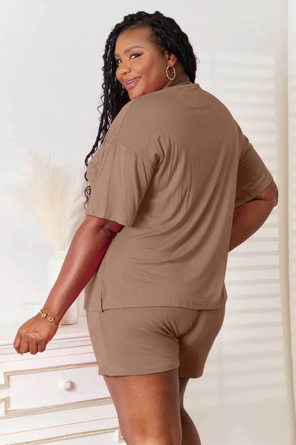Basic Bae Full Size Soft Rayon Half Sleeve Top and Shorts Set - ShopBasicbae - Flyclothing LLC