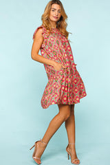 Haptics Full Size Ruffled Printed Dress with Side Pockets - Trendsi