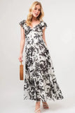 And The Why Ruffled Sleeve Tiered Floral Print Maxi Dress - Trendsi