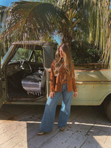 John Wayne Western Pearl Snap Button Up Top In Brown - Lil Bee's Bohemian - Flyclothing LLC