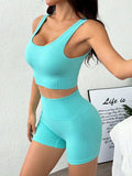 Scoop Neck Wide Strap Tank and Shorts Active Set - Trendsi - Flyclothing LLC