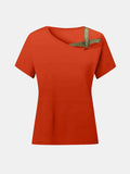 Asymmetrical Neck Short Sleeve T-Shirt - Trendsi - Flyclothing LLC