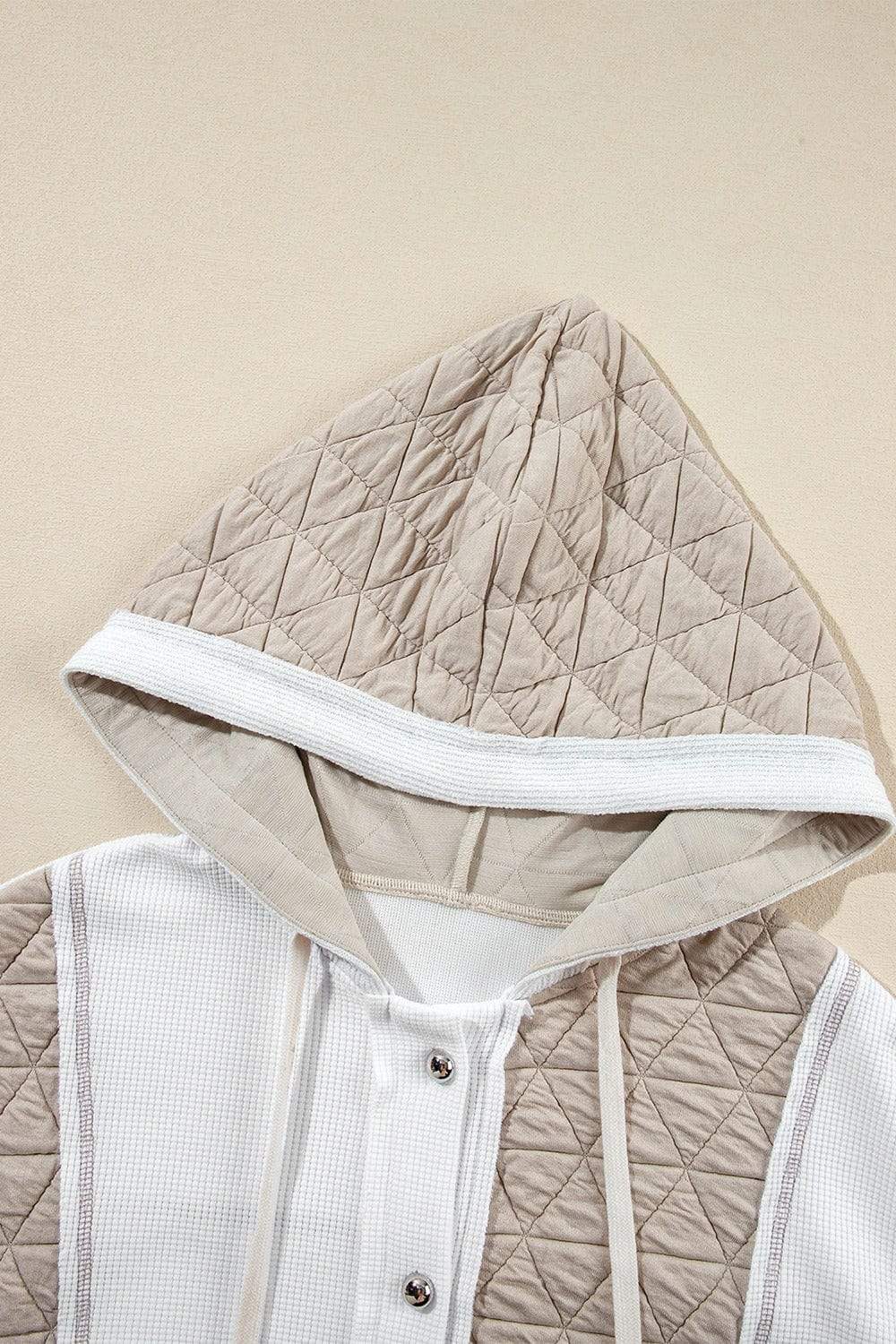 Drawstring Color Block Long Sleeve Jacket - Trendsi - Flyclothing LLC