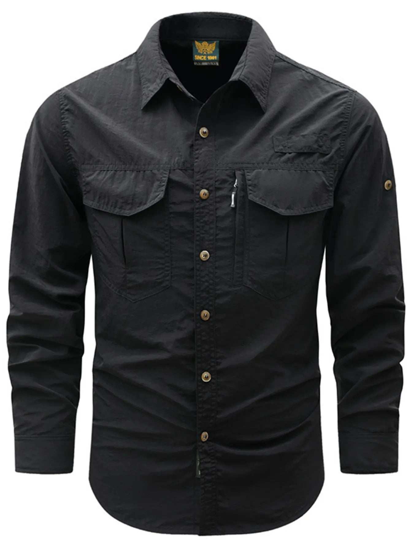 Men's Plus Size Button Up Long Sleeve Shirt - Trendsi - Flyclothing LLC