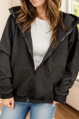 Drawstring Zip Up Long Sleeve Hooded Jacket - Trendsi - Flyclothing LLC