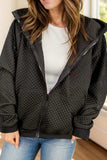 Drawstring Zip Up Long Sleeve Hooded Jacket - Trendsi - Flyclothing LLC