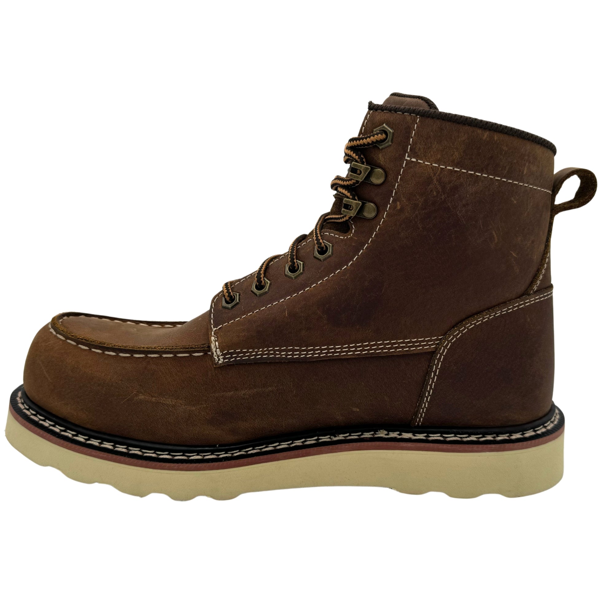 RANCHO: MEN'S 6" MOC TOE: CRAZY HORSE-WHISKEY BROWN-[COMPOSITE SAFETY TOE]- 9256CR - AdTec - Flyclothing LLC