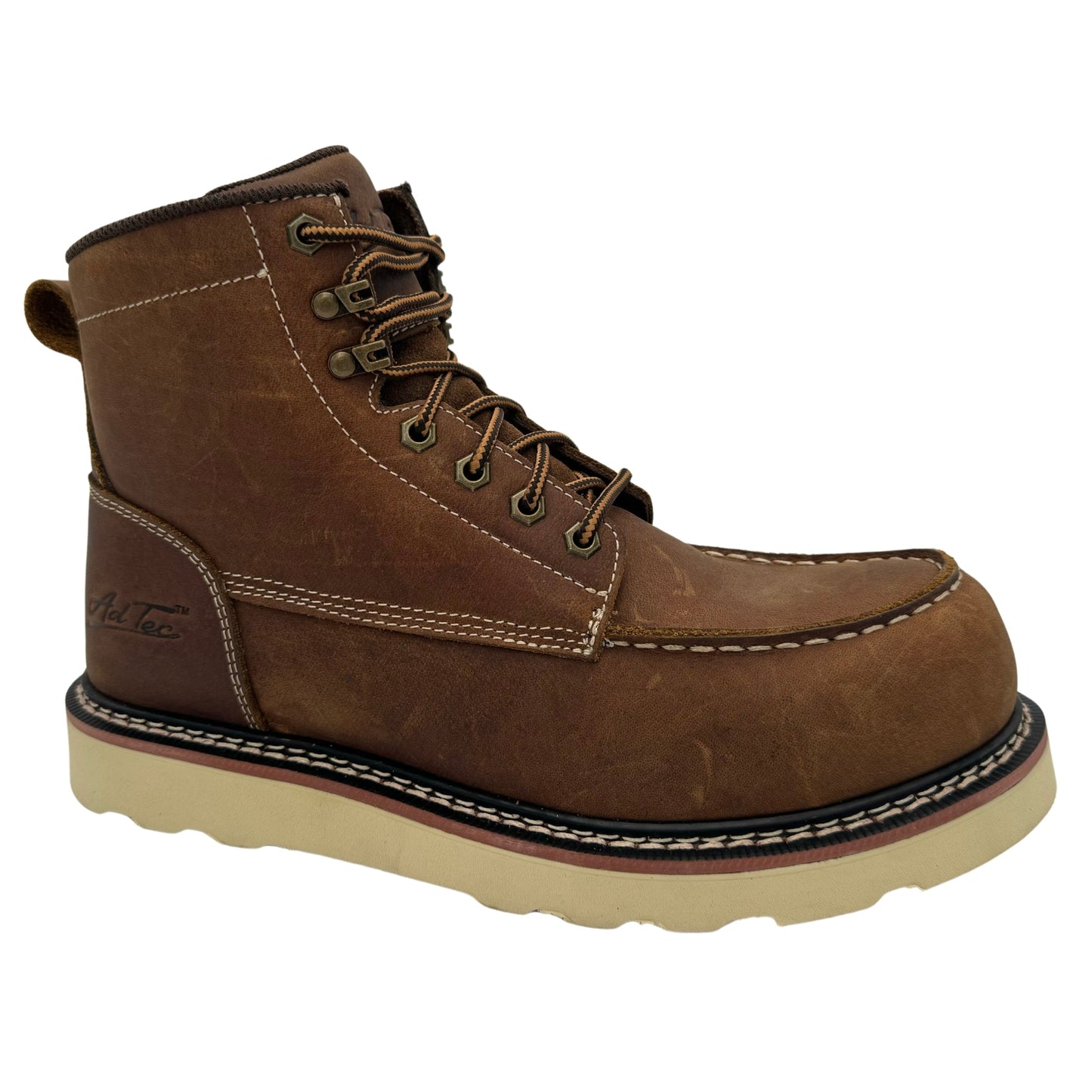 RANCHO: MEN'S 6" MOC TOE: CRAZY HORSE-WHISKEY BROWN-[COMPOSITE SAFETY TOE]- 9256CR - AdTec - Flyclothing LLC