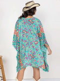 Plus Size Printed Open Front Cover-Up - Trendsi - Flyclothing LLC