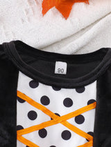 Children's Halloween Pumpkin Hooded Cape and Polka Dot Tulle Dress Set - Trendsi - Flyclothing LLC